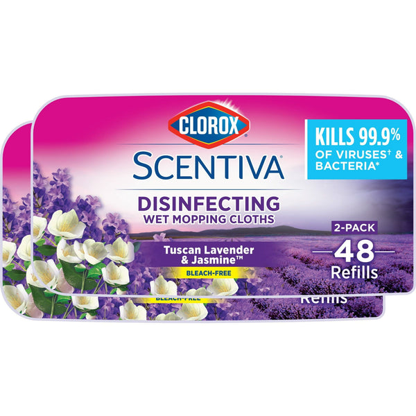 Clorox Scentiva Disinfecting Wet Mop Pads, Tuscan Lavender and Jasmine, 48 Count, 2 Pack EasyOptionXY LLC