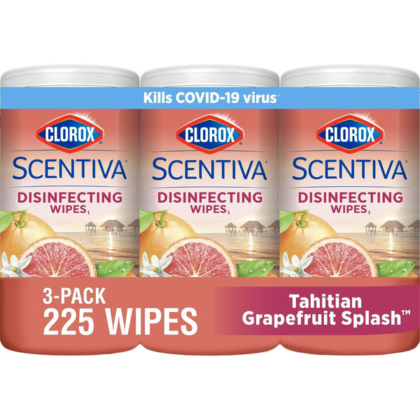 Clorox Scentiva Wipes, Bleach Free Cleaning Wipes, Tahitian Grapefruit Splash, 225 Count, 3 Pack EasyOptionXY LLC