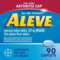 Aleve Caplets Easy Open Arthritis Cap Naproxen Sodium Pain Reliever, 90 Count EasyOptionXY LLC