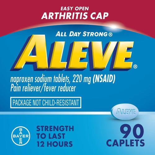 Aleve Caplets Easy Open Arthritis Cap Naproxen Sodium Pain Reliever, 90 Count EasyOptionXY LLC