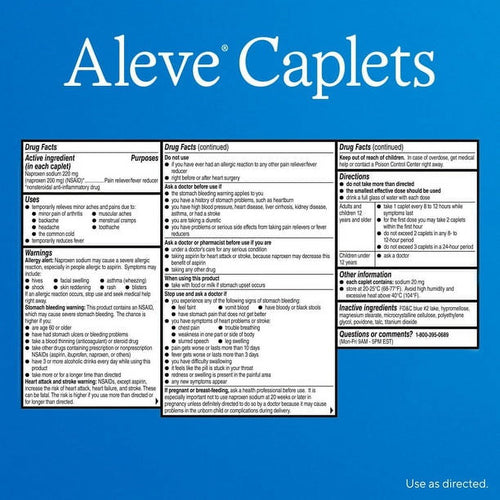 Aleve Caplets Easy Open Arthritis Cap Naproxen Sodium Pain Reliever, 90 Count EasyOptionXY LLC