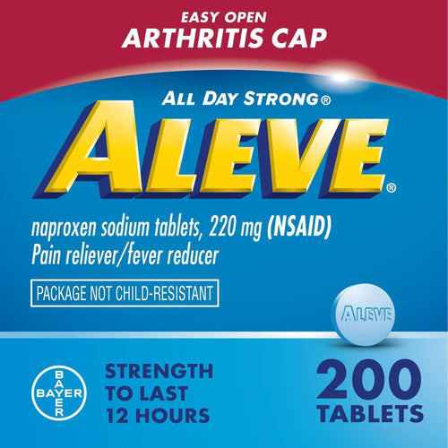 Aleve Tablets Easy Open Arthritis Cap Naproxen Sodium Pain Reliever, 200 Count EasyOptionXY LLC