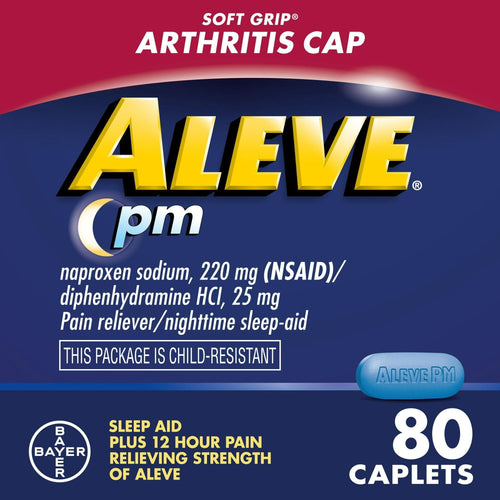 Aleve PM Easy Open Cap Pain Reliever & Nighttime Sleep Aid Caplets, 80 Count EasyOptionXY LLC