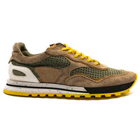 Zelli Italia 66-237-MOS RAYA Perforated Italian Calfskin Sneakers, Moss/Taupe