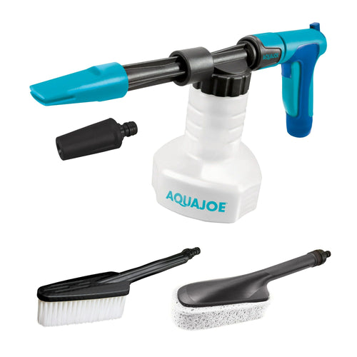 Aqua Joe 2-in-1 All-Purpose Garden Hose-Powered Adjustable Foam Cannon Spray Gun W/ Bristle Brush & Detailer Sponge Attachments, Quick-Connect EasyOptionXY LLC