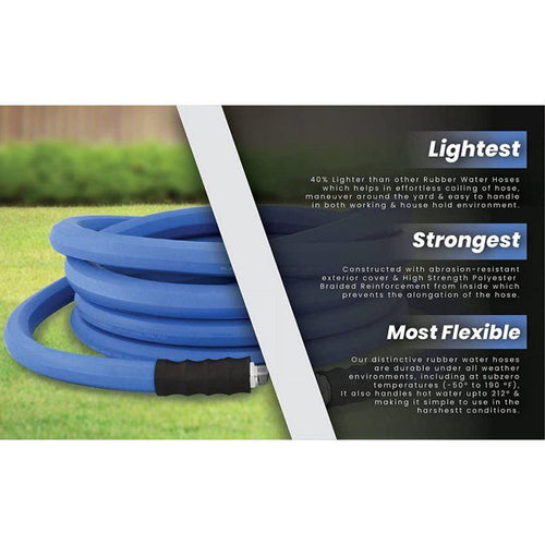 AG-Lite Rubber Hot & Cold Water Rubber Garden Hose: Ultra-Light & Super Strong - 2X the water flow than 5/8" hose (1"x 50') - BSALONE50 EasyOptionXY LLC