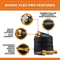 Bionic Flex Pro 100' Garden Hose Heavy Duty, Lightweight Weatherproof Garden Water Hose, Brass Fittings, Adjustable Brass Spraying and Shooting Nozzle, Kink Free Hose, 500 PSI Tear Resistant- 100ft. EasyOptionXY LLC