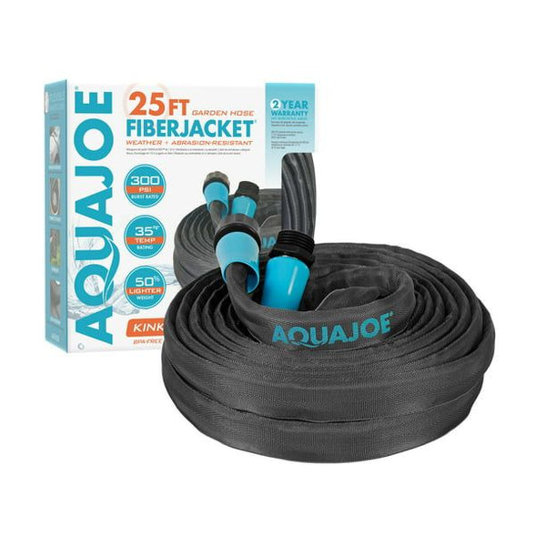 Aqua Joe AJFJH25B Ultra Flexible Kink Free Fiber Jacket Garden Hose, 25-ft, 300 PSI Burst Rated EasyOptionXY LLC