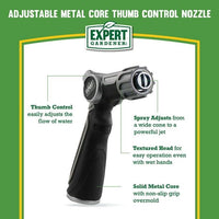 Expert Gardener, Adjustable, Metal Core, Thumb Control, Hose Watering Nozzle EasyOptionXY LLC