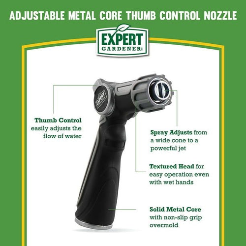 Expert Gardener, Adjustable, Metal Core, Thumb Control, Hose Watering Nozzle EasyOptionXY LLC