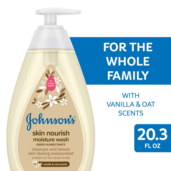 Johnson's Skin Nourish Moisture Tear Free Soap and Body Wash, Vanilla and Oat Shower Gel, 20.3 oz EasyOptionXY LLC