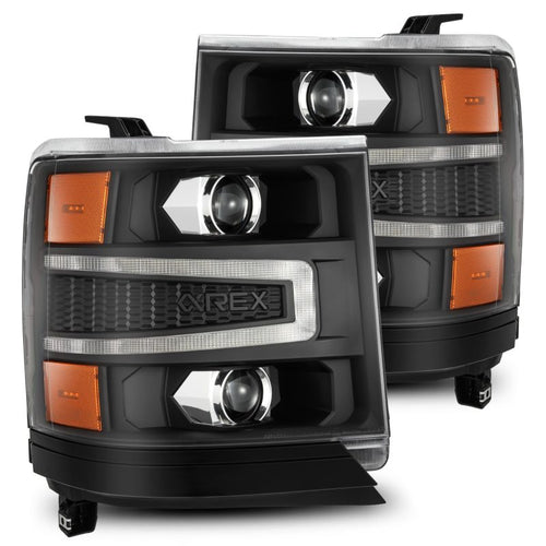 AlphaRex 16-18 Chevrolet Silverado 1500 LUXX-Series LED Projector Headlights Black OffRoadUSA.com