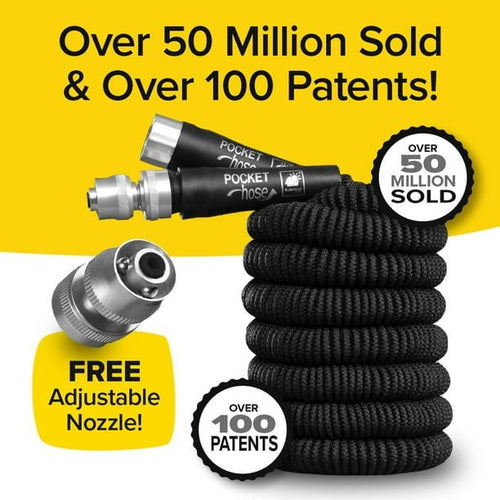 Pocket Hose Original Silver Bullet Water Hose by BulbHead Expandable Garden Hose That Grows with Lead-Free Aluminum Connectors Safe Drinking Water Hose (100 Feet) EasyOptionXY LLC
