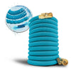 Aqua Joe Kink-Free 50-Foot Expandable Garden Hoses W/ Heavy-Duty Brass Valve & Flow Control Shut-off, 5/8-inch (Light Blue) EasyOptionXY LLC