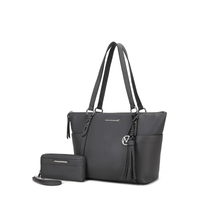 MKF Collection Women's Gloria Faux Leather Tote Bag and Wallet Set, 2-Piece, (Color Charcoal) EasyOptionXY LLC