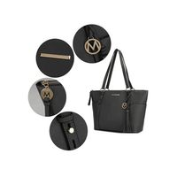 MKF Collection Women's Gloria Faux Leather Tote Bag and Wallet Set, 2-Piece, (Color Charcoal) EasyOptionXY LLC