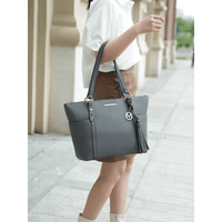 MKF Collection Women's Gloria Faux Leather Tote Bag and Wallet Set, 2-Piece, (Color Charcoal) EasyOptionXY LLC