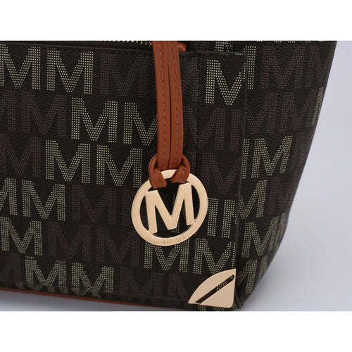 MKF Collection Lady 3Pcs Tote Bag, Pouch & Wallet Purse Set for Women's, Faux Leather Top ( Color Brown) EasyOptionXY LLC