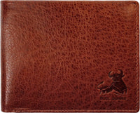 RFID Bifold Leather Wallet For Men with Flip Up ID in Vintage Buffalo Brown EasyOptionXY LLC