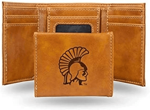 College Rico Industries Winona State Laser Engraved Brown Tri-Fold Wallet - Men's Accessory EasyOptionXY LLC