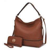 MKF Collection Blake two-tone whip stitches Vegan Leather Women's Shoulder bag with Wallet by Mia K- 2 EasyOptionXY LLC
