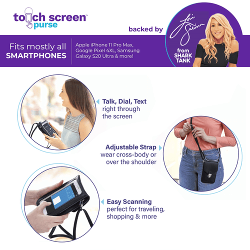 Touch Screen Purse by Lori Greiner Fits Most Smartphones ¨C Stylish Crossbody with Shoulder Strap -RFID Keeps Cash, Credit Cards, Phone Screens Safe EasyOptionXY LLC