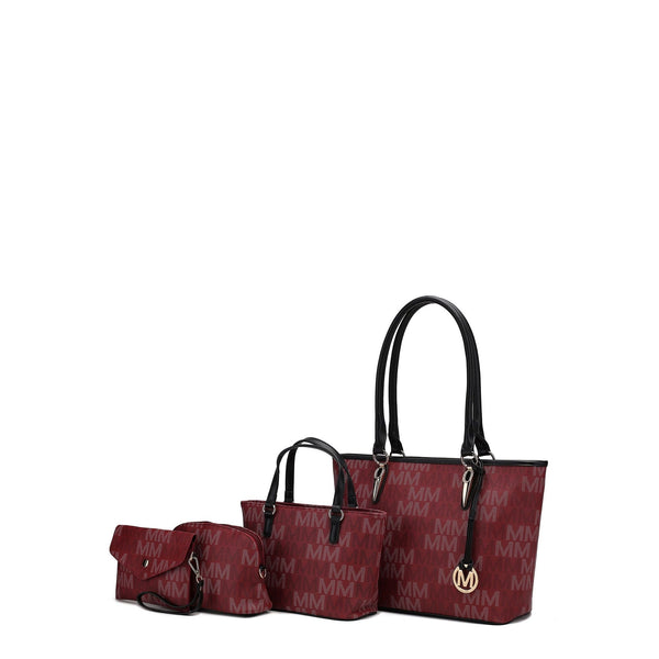 MKF Collection Alexy M Signature Tote Set by Mia K., 4-Piece, (Color Burgundy) EasyOptionXY LLC