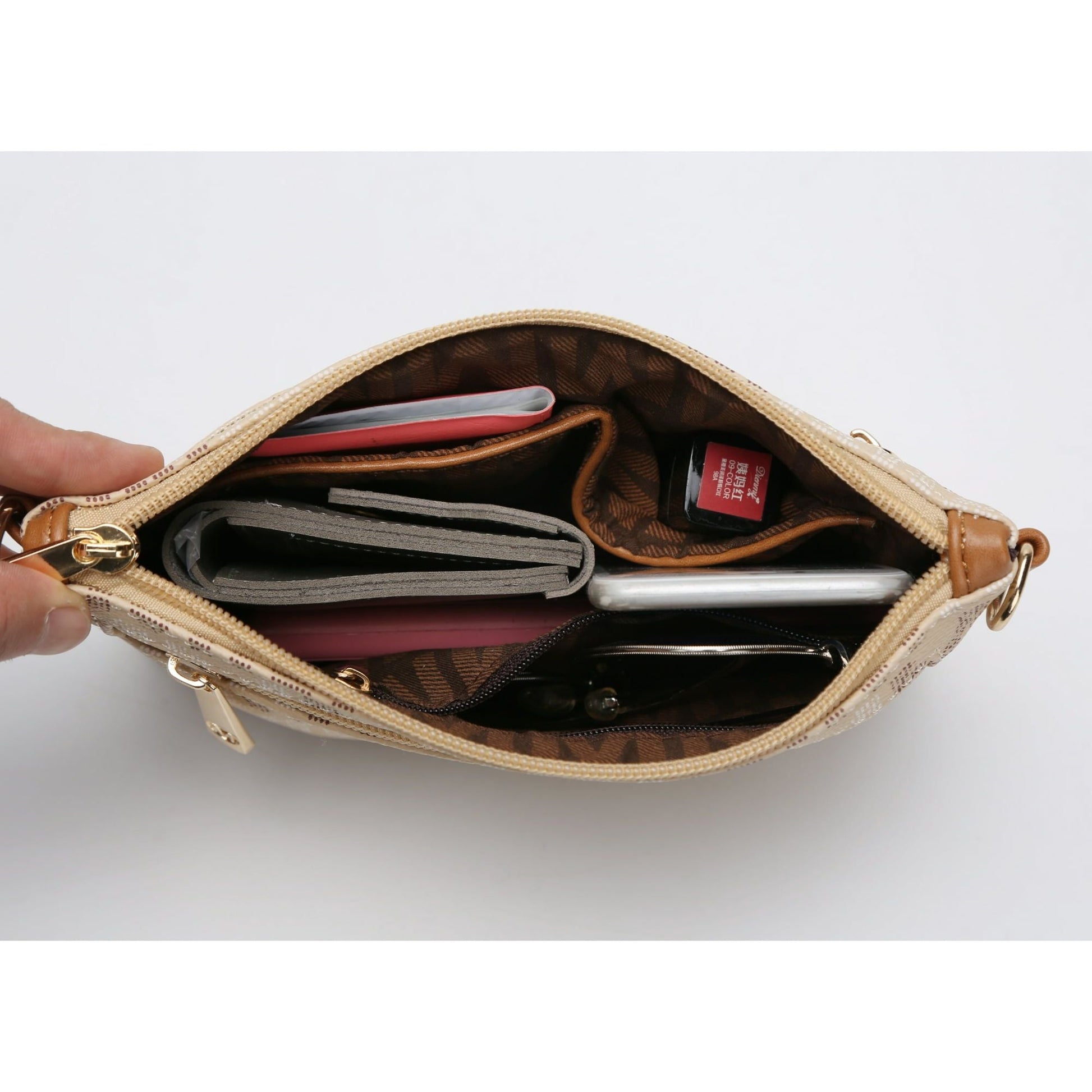 MKF Collection Helen Milan M Signature Crossbody Handbag Wristlet by Mia K. (Color Brown) EasyOptionXY LLC