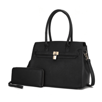 MKF Collection Bruna Satchel Handbag with a Matching Wallet by Mia K -2 pieces set (Color Black) EasyOptionXY LLC