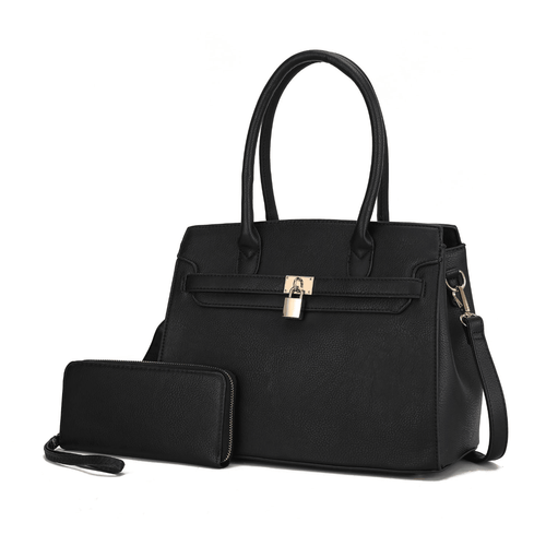 MKF Collection Bruna Satchel Handbag with a Matching Wallet by Mia K -2 pieces set (Color Black) EasyOptionXY LLC