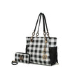 MKF Collection Yale Checkered Tote Handbag with Wallet by Mia K.(Color Black) EasyOptionXY LLC