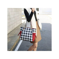 MKF Collection Yale Checkered Tote Handbag with Wallet by Mia K.(Color Black) EasyOptionXY LLC