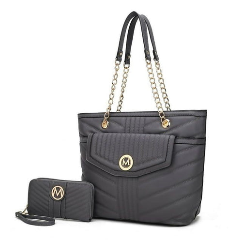 MKF Collection Chiari Tote Handbag with Wallet by Mia K. 2 pieces. (Color Charcoal) EasyOptionXY LLC
