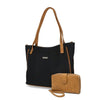 Koltov Vegan Leather Emily East West Tote with Willow Wallet, Black EasyOptionXY LLC