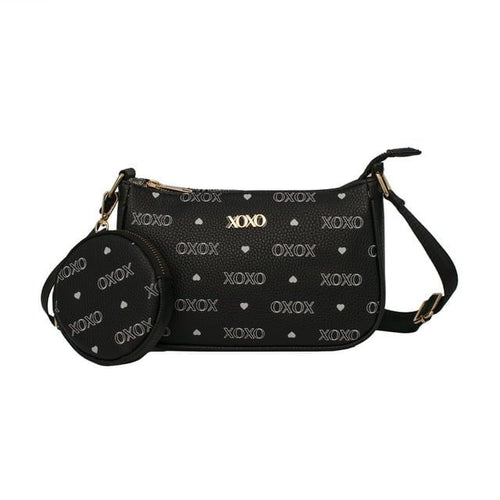 XOXO Medium Black Urban Heart Cross Body Handbag with Purse for Women EasyOptionXY LLC