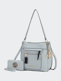 MKF Collection Shivani Vegan Leather Women's Hobo Handbag by Mia K with wallet ¨C 2 pieces (Color Light Blue) EasyOptionXY LLC