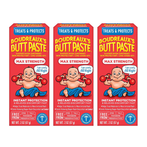 Boudreaux's Butt Paste Max Strength, Baby Diaper Rash Cream, Ointment, 2 oz Tube, 3 Pack EasyOptionXY LLC