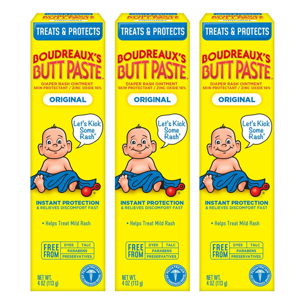 Boudreaux's Butt Paste Original Diaper Rash Cream, Ointment for Baby, 4 oz Tube, 3 Pack EasyOptionXY LLC