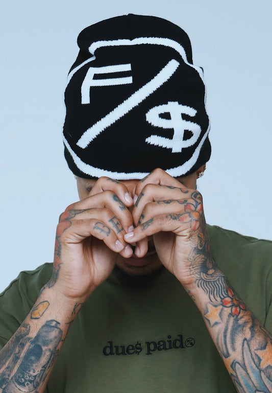 Fly Supply Co Fly Supply Co FS Family Over Money Y2K Knit Beanie (Black)
