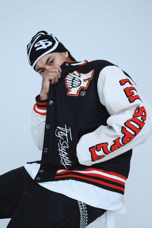 Manifest Varsity Jacket (Black) Fly Supply Co