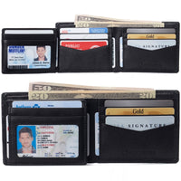 Alpine Swiss Mens Leather RFID Bifold Wallet 2 ID Windows Divided Bill Section EasyOptionXY LLC