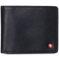 Alpine Swiss Mens Leather RFID Bifold Wallet 2 ID Windows Divided Bill Section EasyOptionXY LLC