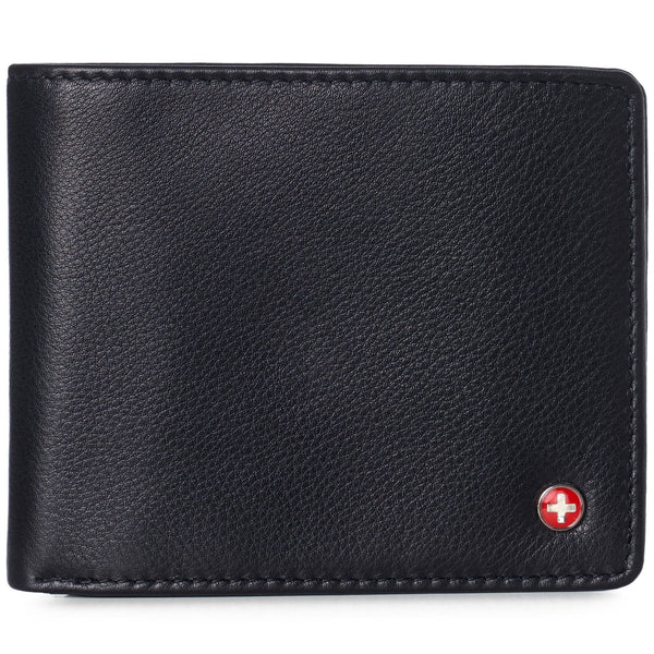Alpine Swiss Mens Leather RFID Bifold Wallet 2 ID Windows Divided Bill Section EasyOptionXY LLC