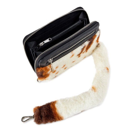 No Boundaries Women's Anika Fur Wallet Brown White Cow Print EasyOptionXY LLC