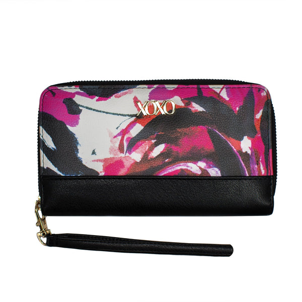 XOXO Women's Small Floral Print Saffiano Leather Zip Around Wallet with Wristlet EasyOptionXY LLC
