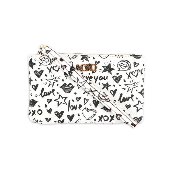XOXO Women's Large White Graffeti Print Saffiano Leather Wristlet Wallets EasyOptionXY LLC