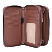 Julia Buxton Women's Heiress Double Zip Organizer Leather, Mahogany EasyOptionXY LLC