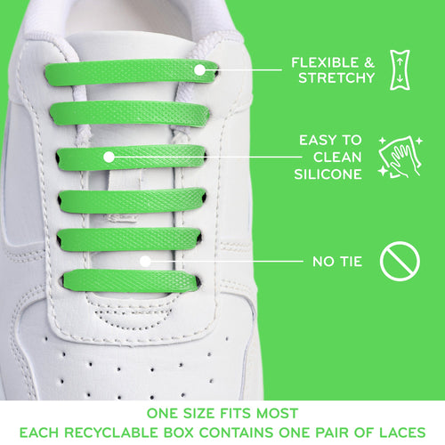 Green Stretchy Tieless Silicone Elastic Shoelaces | 16 Straps The Original Stretchlace