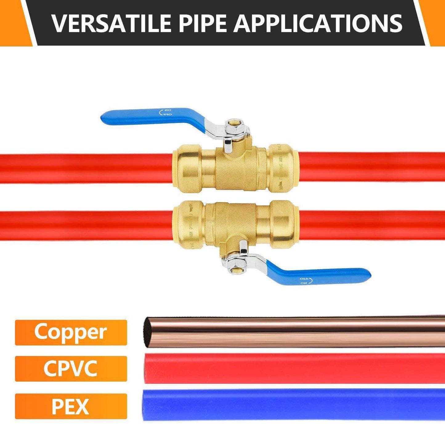 1" Push Fit Ball Valve, Blue (Lead Free)