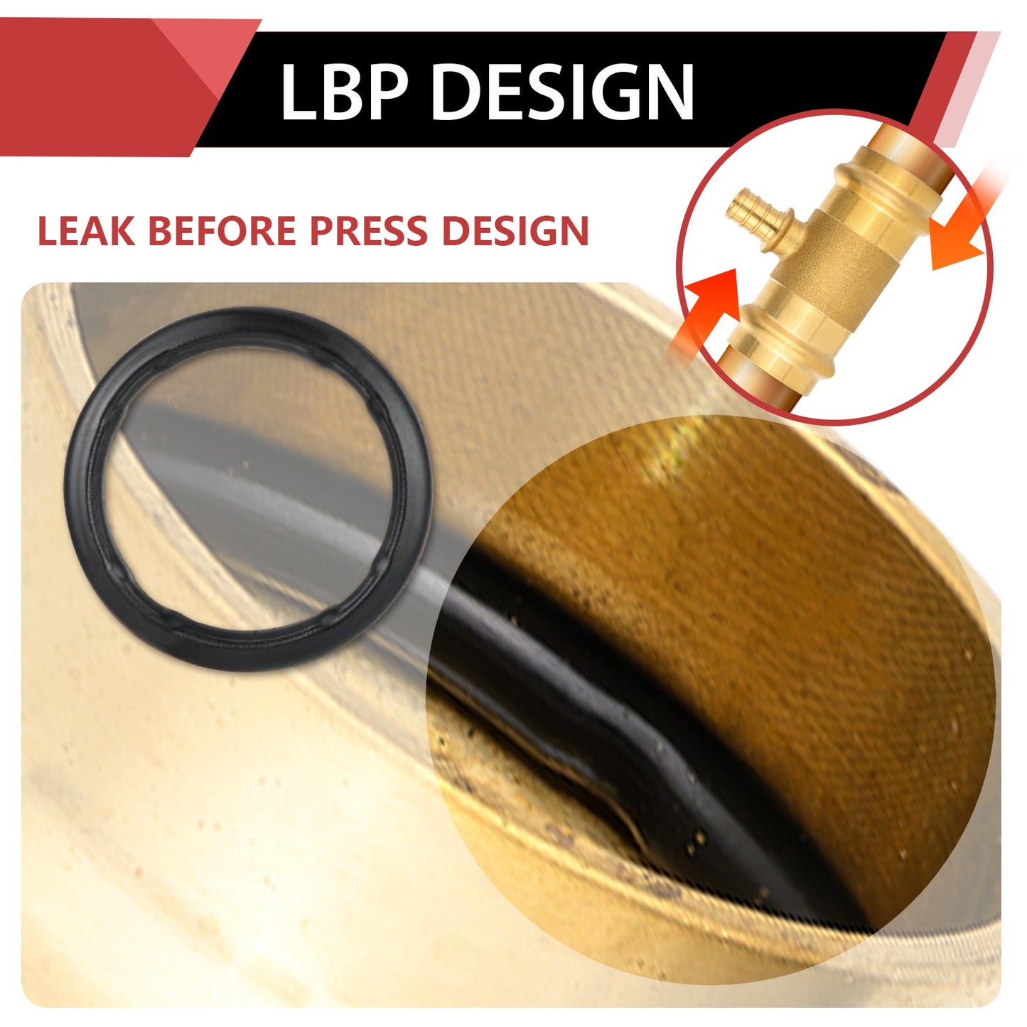 1" x 1" x 1/2" Press x Press x PEX Crimp Brass Tee (Lead Free)